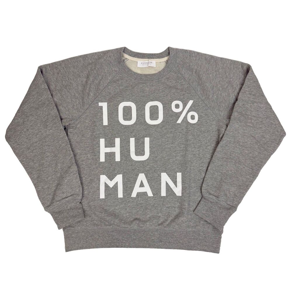 EVERLANE 100% Human Graphic Sweatshirt XS Heather Gray Cotton Equality NEW B75